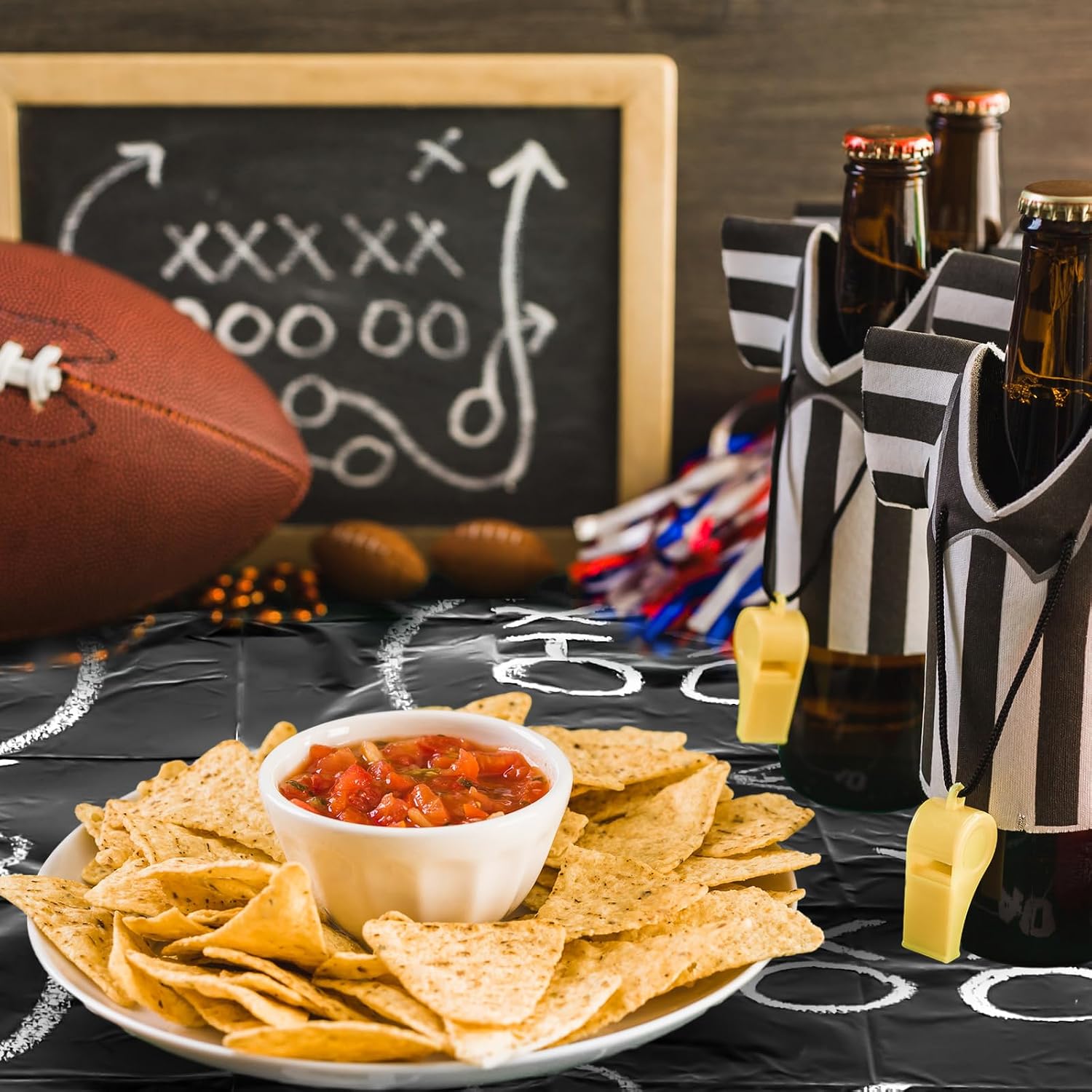 Oudain 6 Pcs Football Theme Tablecloths 84 Inches Round Football Table Cloth Disposable Plastic Football Table Covers for Football Theme Birthday Party Favors Games Decoration Supplies