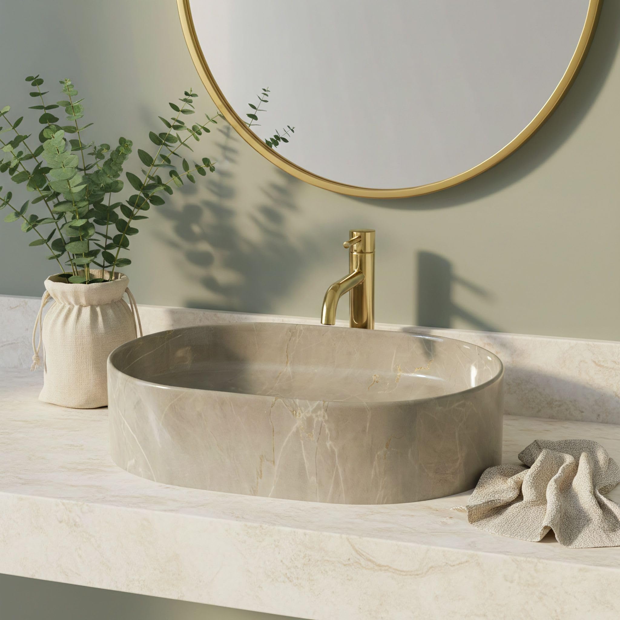 Rea Ovales Aufsatzwaschbecken aus Keramik Nadia 50 Kashmir Oval Grey - 50X38X14CM