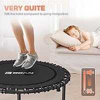 Vista 6 de BCAN 450LBS/550LBS Foldable Mini Trampoline, 40"/48" Adult Fitness Trampoline with Durable Bungees, Stable & Quiet Exercise Rebounder,Great Mini