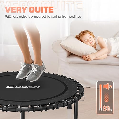 Miniatura 6 de BCAN 450LBS/550LBS Foldable Mini Trampoline, 40"/48" Adult Fitness Trampoline with Durable Bungees, Stable & Quiet Exercise Rebounder,Great Mini