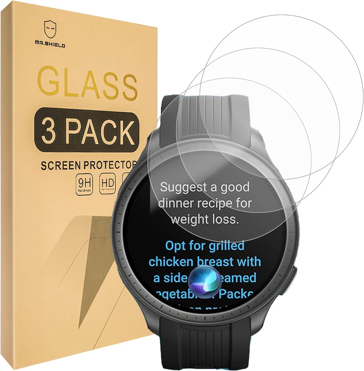 Mr.Shield 3-Pack Tempered Glass Screen Protector for Amazfit Balance | Japan Glass with 9H Hardness