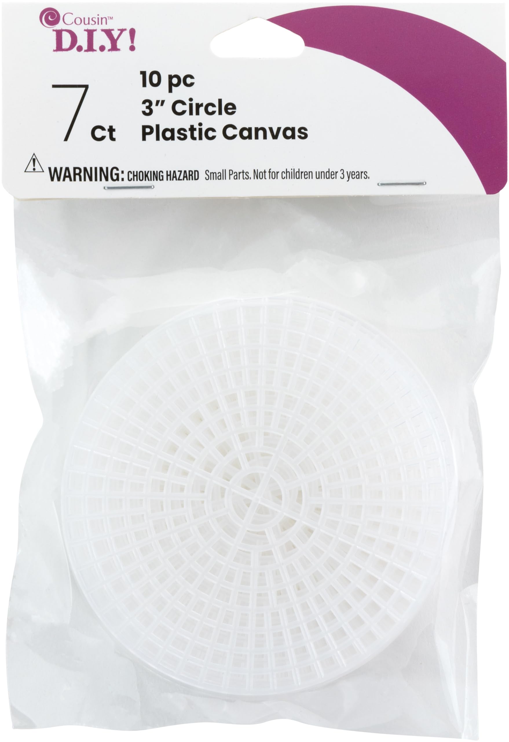 Cousin DIY #7 Size Plastic Stitching Canvas, Round 3", 10/Pkg
