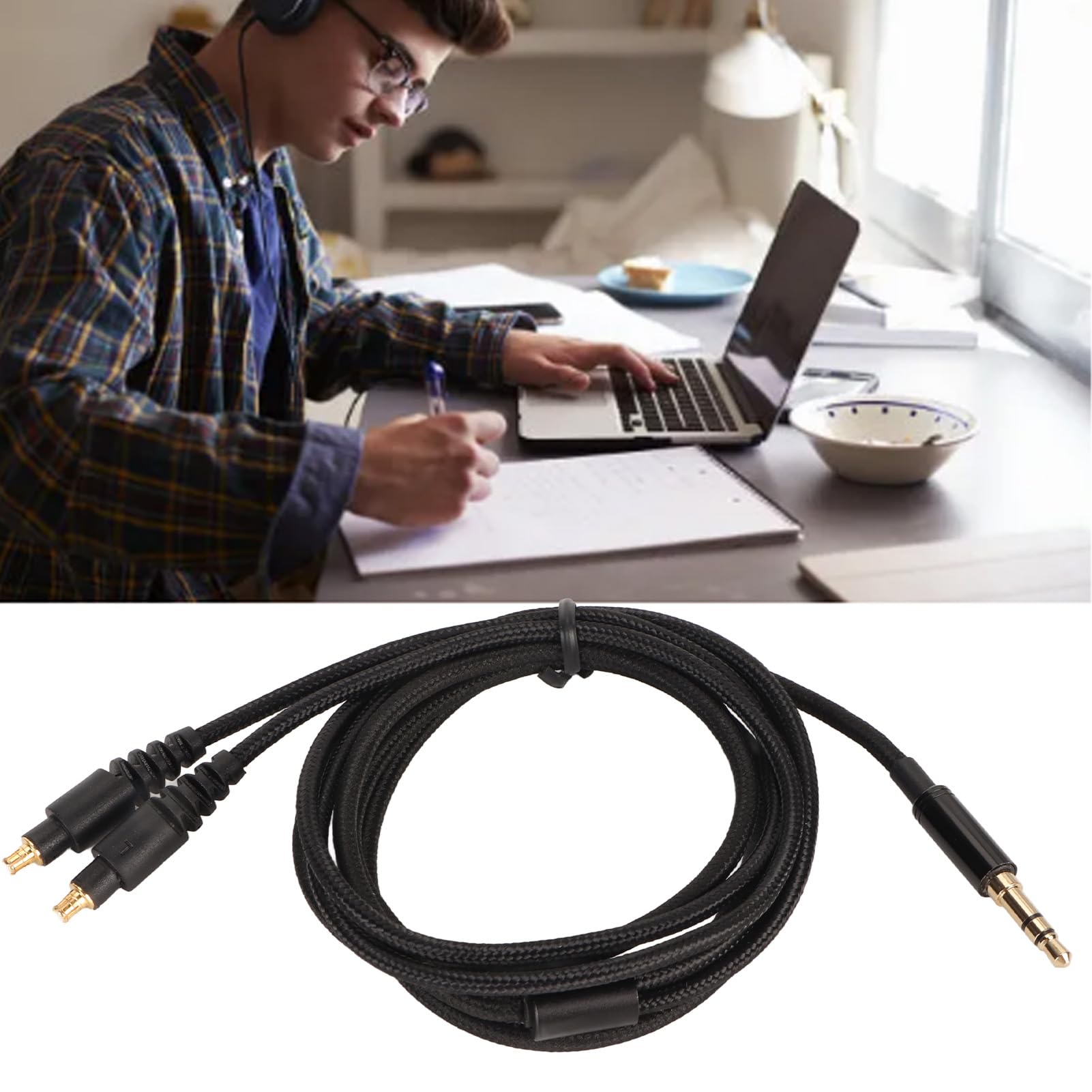 Zamienny Kabel do Aktualizacji Audio 3,5 Mm, Pozłacany Kabel z Oplotem z wtyczką, Przewód Zamienny do Słuchawek ATH MSR7b ATH SR9 ATH ESW990H 3,9 Stopy