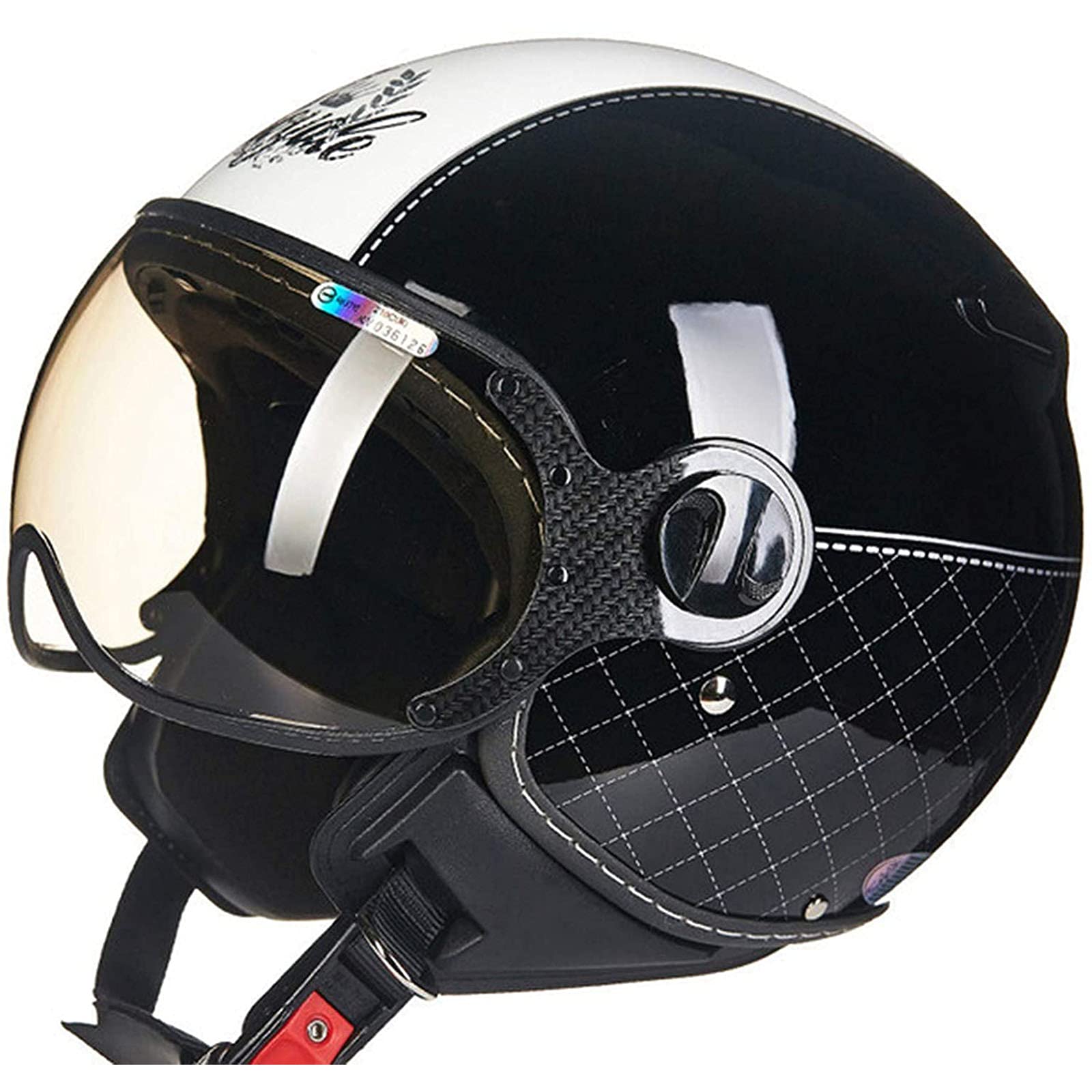 Casco Moto 3/4 Aperto Retrò Jet Con Visiera - Casco Unisex Vintage Per Scooter E Ciclomotore - Omologato DOT/ECE - Bianco Opaco, Taglia XXL