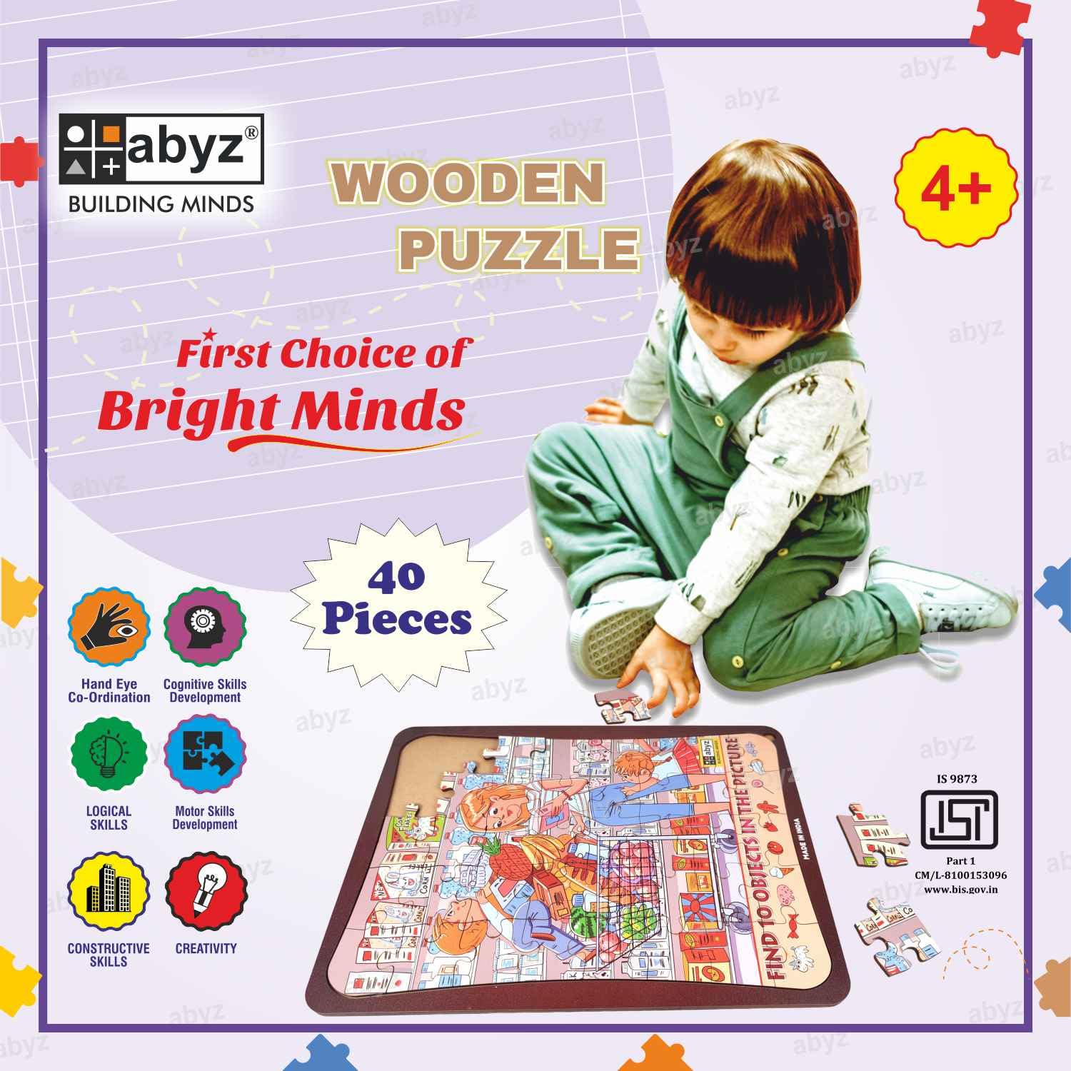 ABYZ Jigsaw Puzzle, Grocery Shopping & Fun Educational Jigsaw for Little Explorer, 40 - Piece Wooden with Multicolor, Birthday Gift for 36 Months - 6 Year Age Kids. 3
