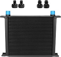 Ucreative 30 Row 10AN Stacked Plate Oil Cooler Kit with 6AN 8AN Adapters - Universal Aluminum Engine Transmission Cooler Black
