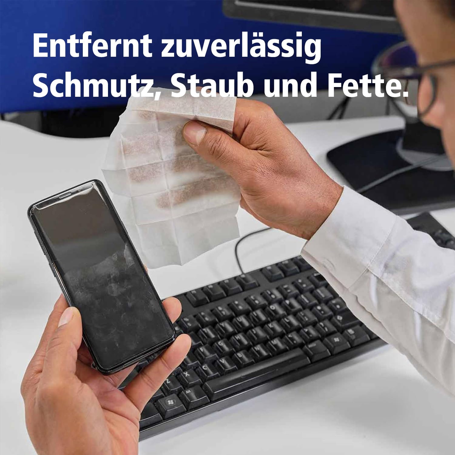 ZEISS antibakterielle Smartphone-Reinigungstücher 150 Stück - schnell trocknende Rezeptur - entfernt Bakterien, Fingerabdrücke, Schmutz, Staub & Fett - jedes Tuch einzeln verpackt | antibakteriell, schnell trocknend, schonend, ideal für unterwegs & Reisen