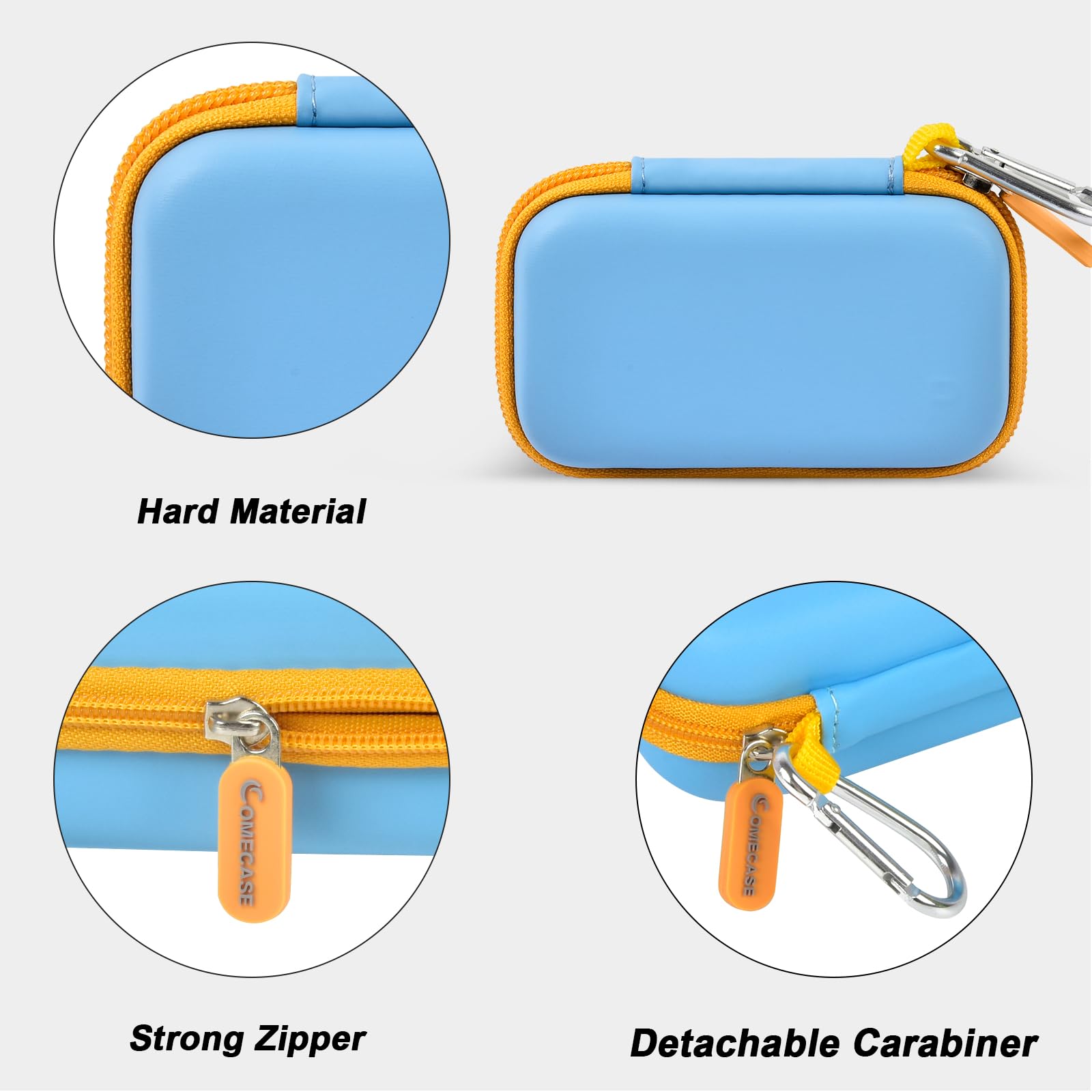 Case Compatible with SanDisk Extreme Pro/for SanDisk Portable SSD 1TB 2TB 4TB 500GB/ for Crucial X9 X10 Pro External Solid State Drive, Travel Storage Bag for 2 SSD and SD Card- Sky Blue (Box Only) - Additional View