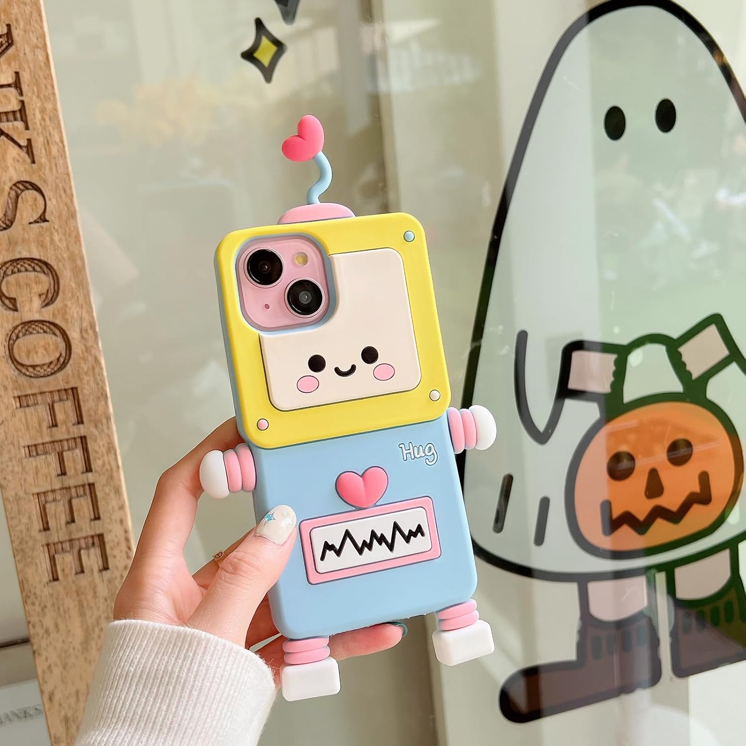 3D Cartoon case for iPhone 13 Pro Max, Funny Cute Robot Cool Kawaii Soft Silicone Case Women Girls Shockproof Protector Cover Compatible with iPhone 13 Pro Max image 4