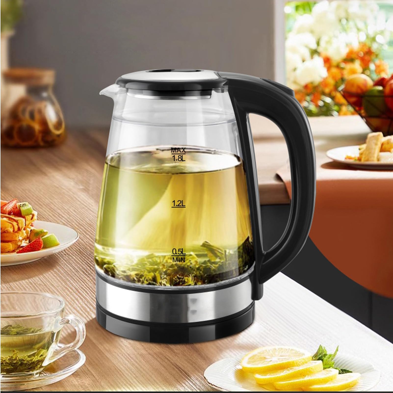 Bouilloire électrique acier inoxydable verre borosilicate 2L arrêt automatique - 7