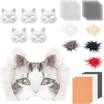 Paper DIY Therian Mask Kit Eye Catching DIY Cat Facepiece Set Increase Fun Therian Cat Mask Kit