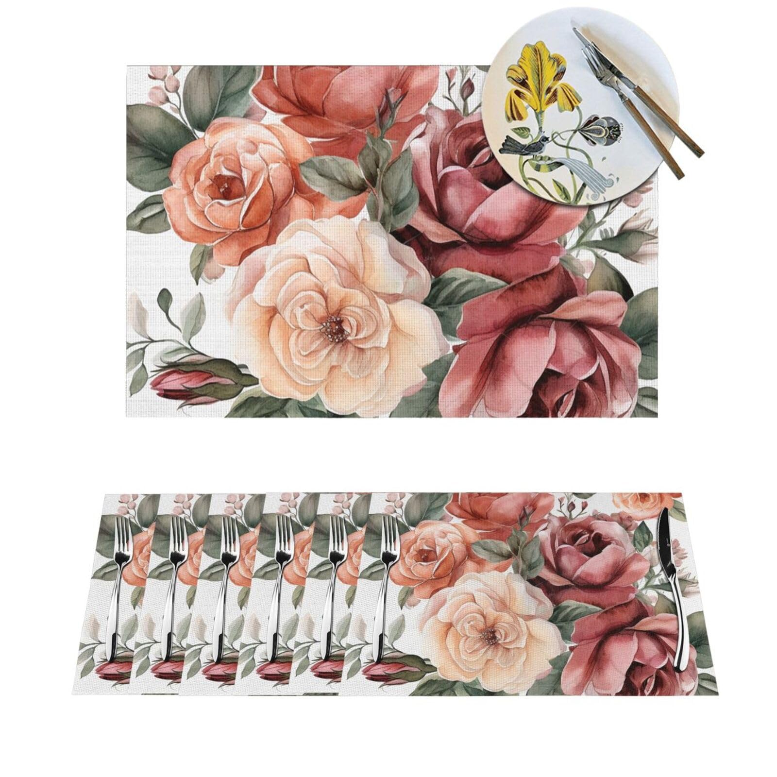 Napperons lavables et faciles à nettoyer en PVC thermorésistant rose x6