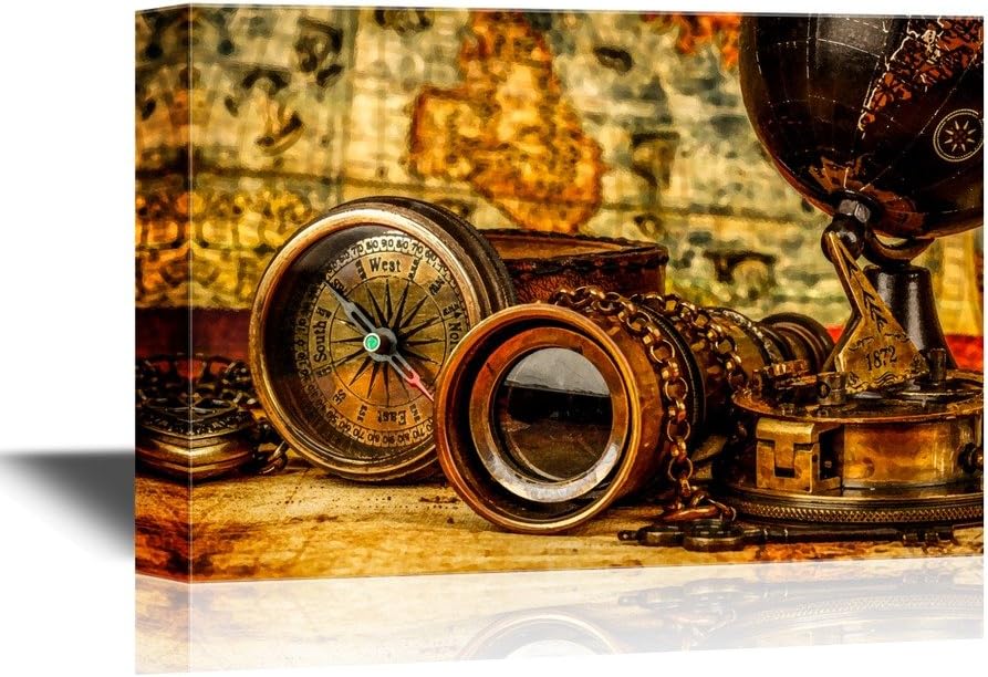 wall26 Retro Style Canvas Wall Art - Antique Steamer Trunks - Gallery Wrap Modern Home Art | Ready to Hang - 24x36 inches