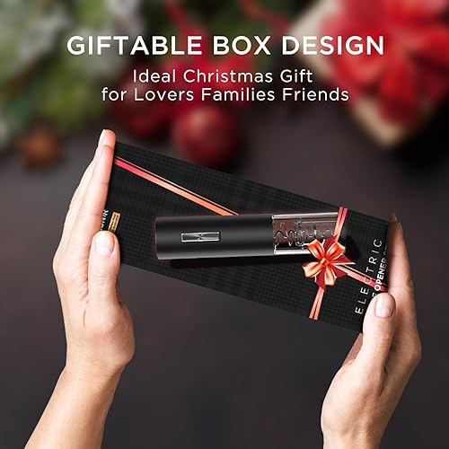 Miniatura 4 de Juego de abridor de botellas eléctrico recargable, sacacorchos electrónico automático con tarjeta de felicitación, tapón al vacío, vertedor y