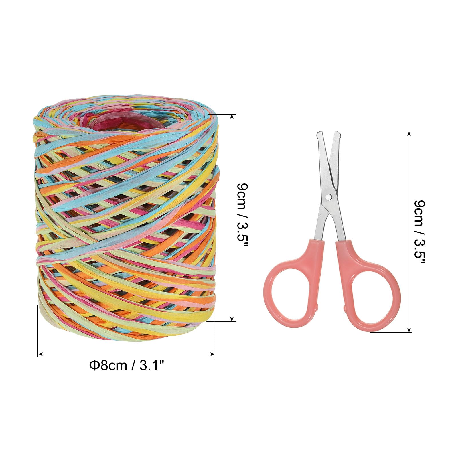 PATIKIL Raffia Paper Craft Ribbon Assortment Kit, Natural Raffia String with Scissor for Gifts Flower Bouquets, Decoration - Image 2