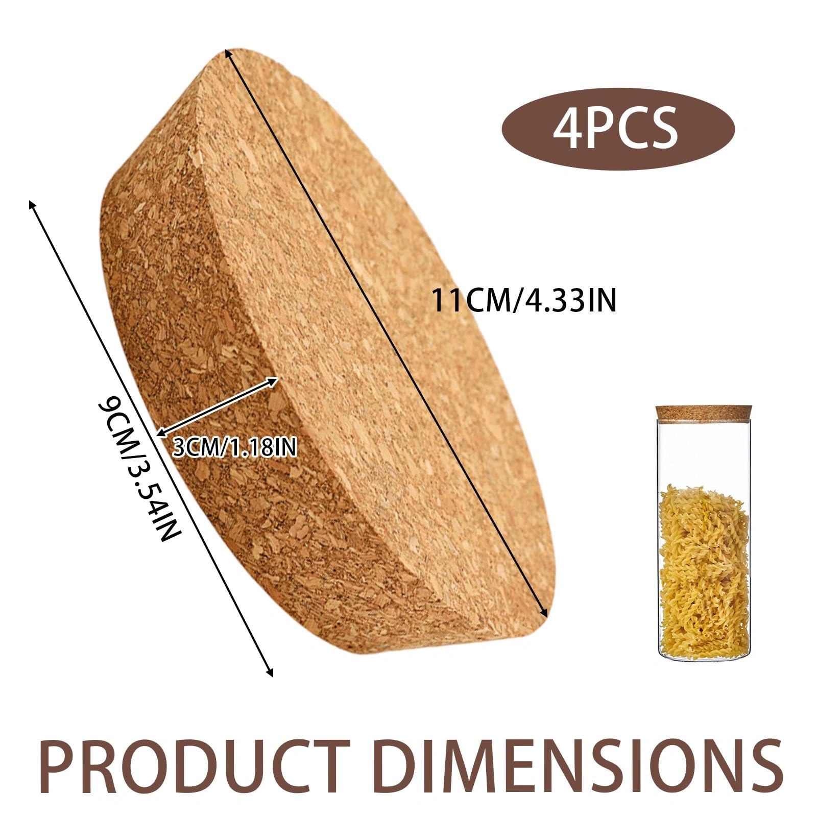 4 unidades Tapones de Corcho Cónicos Corchos para Botellas 90 a 110mm Grandes Tapones Corcho 30 mm de Grosor Tapas de dorcho de Madera para Tarros Botella de Vino, Garrafas, Cerámica