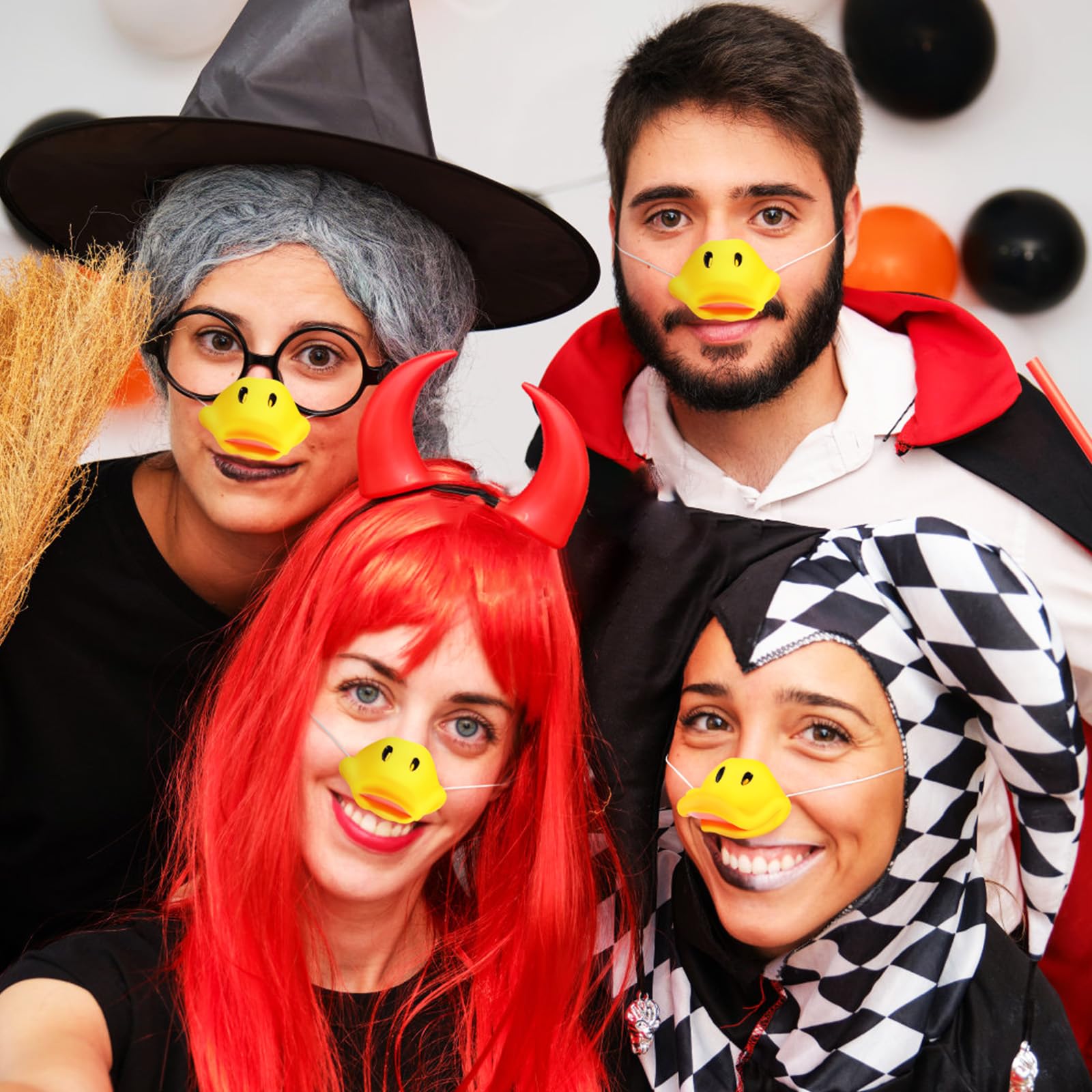 CARMELIT 4PCS Duck Bill Beak Nose Duck Bill Masks Cosplay Props Animal Nose Mask Fancy Duck Masquerade Masks Duck Costumes Accessory for Cosplay, Yellow, YBZ-02