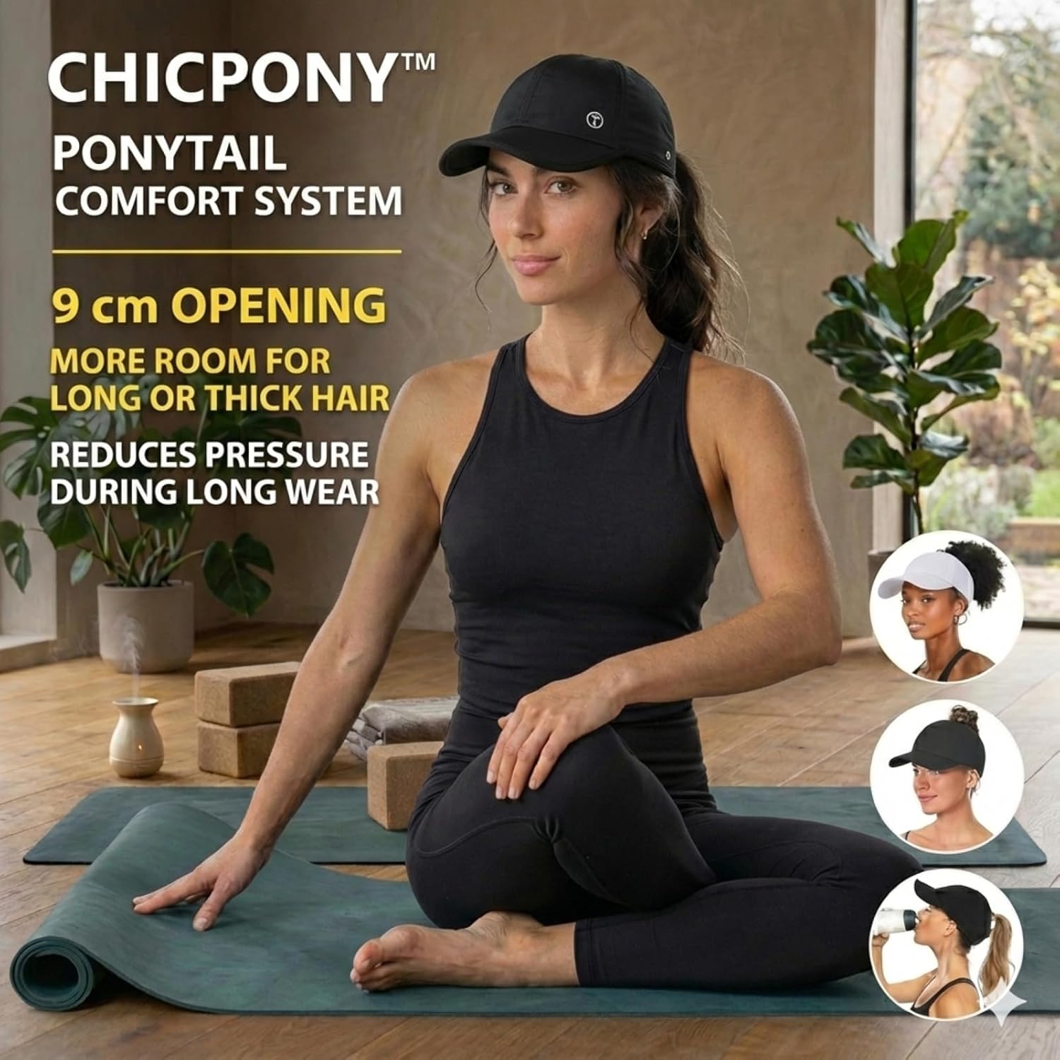 TOP-EX ChicPony™ UVCoolix Cooling UPF50+ Ponytail Thick Hair Womens Baseball Cap,Breathable Lightweight,Golf Running Sports