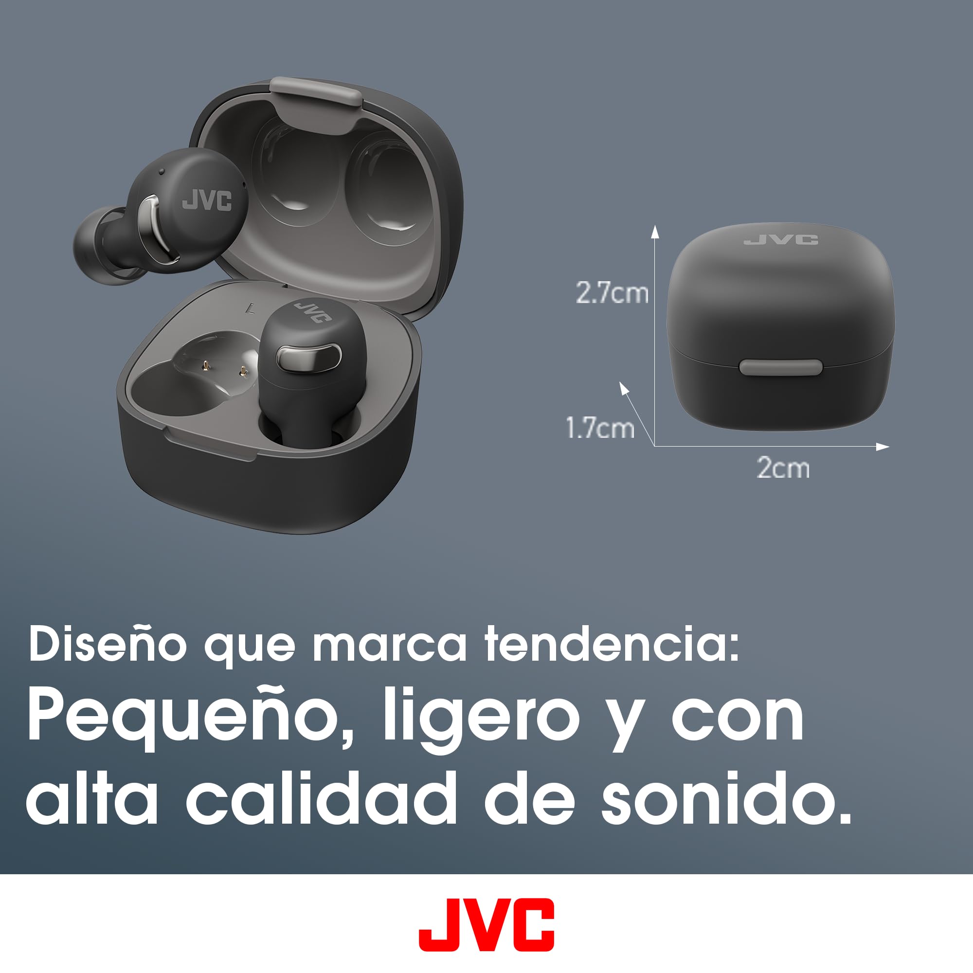 JVC Auriculares Inalambricos Bluetooth | 27 Horas de batería | Ultraligero | Auriculares Bluetooth Cancelación Ruido y Modo Corte de Viento | Resistente al Sudor | Audifonos Inalambricos - HA-A30T2