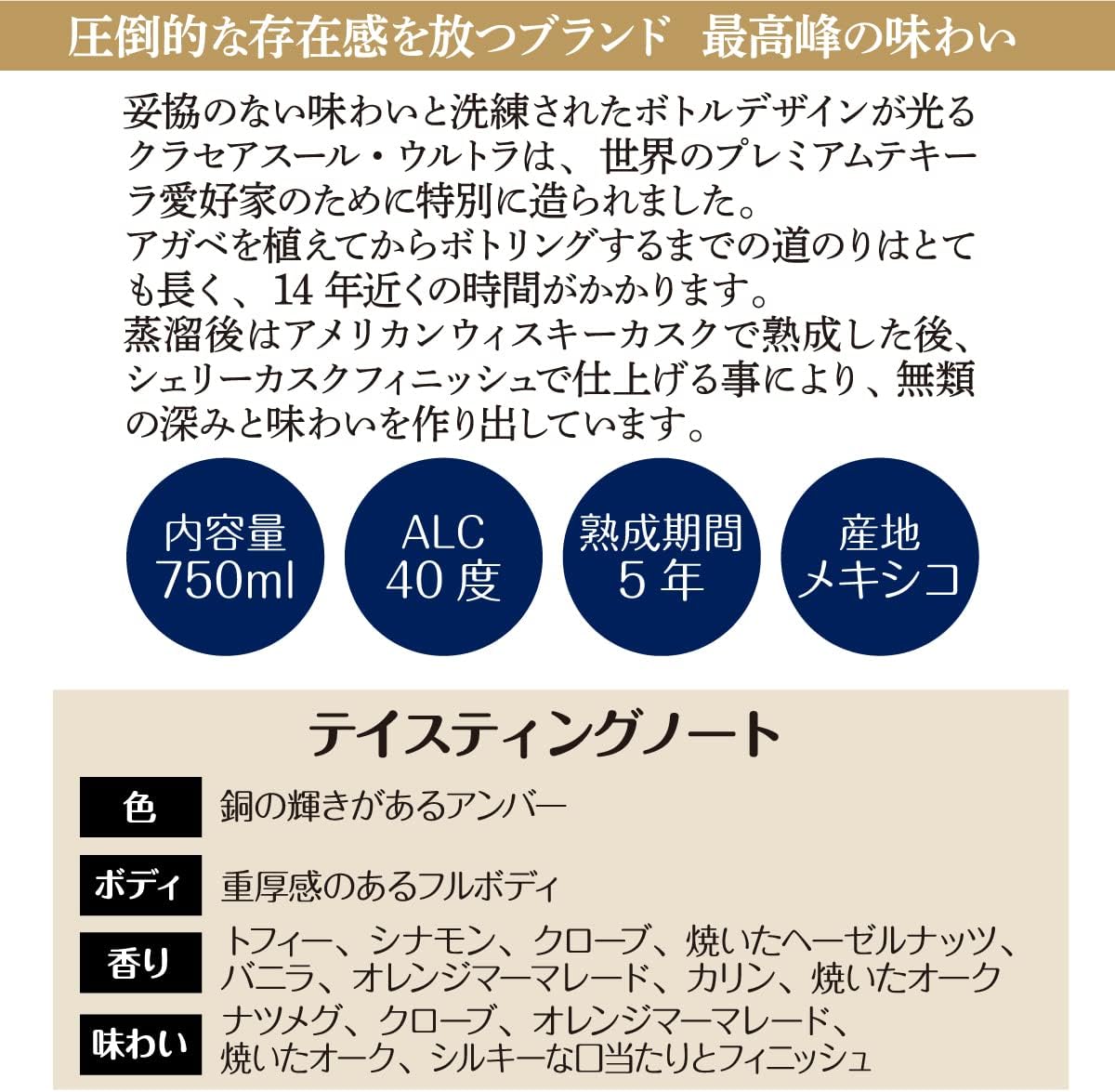 正規品 クラセアスール ウルトラ 750ml 40度 箱入り 5年熟成 アガベ100％ プレミアム テキーラ メキシコ スピリッツ ナイト クラブ Clase Azul ULTRA TEQUILA 虎S