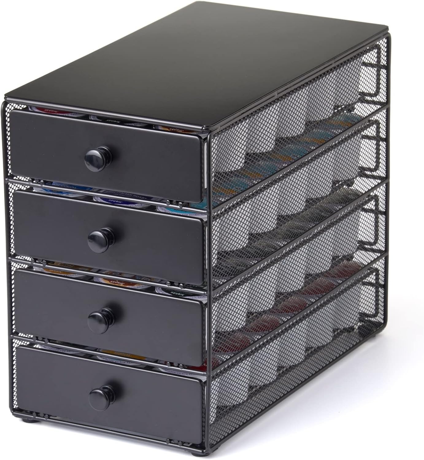 Nifty Coffee Pod Drawer – Black Satin Finish, Compatible with K-Cups, 72 Pod Pack Capacity Rack, 4-Tier Holder, Super-Sized Storage, Stylish Home or Office Kitchen Counter Organizer : Home & Kitchen