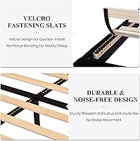 Vista 6 de SHA CERLIN Queen Platform Bed Frame with Velvet Upholstered Headboard, Mattress Foundation with Strong Wooden Slats Support, No Box Spring Needed