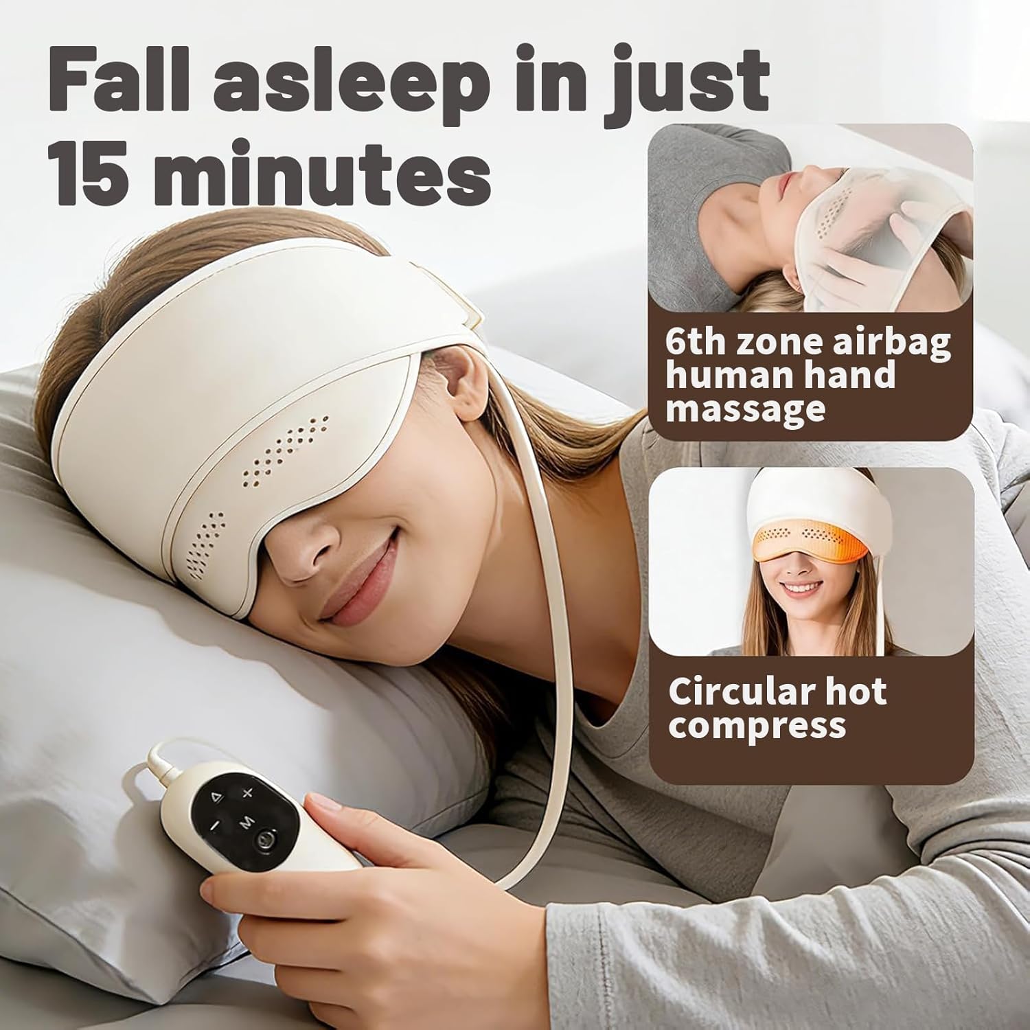 Eye & Head Massager with Heat, Eyes Strain Dry Improve Sleep, The Perfect Gifts Choice. (White)