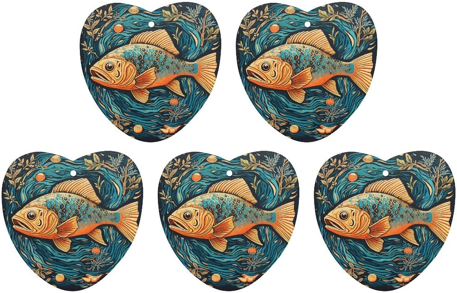 5 Pcs Car Air Fresheners Hanging Air Freshener Colorful Fish Painting Hanging Scented Cards Fragrance Scented Cards for Car Car Aromatherapy Tablets for Car