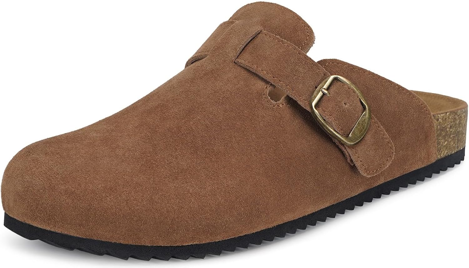 Womens Suede Clogs Mens Genuine Leather Mules Cork Footbed Sandals with Arch Support