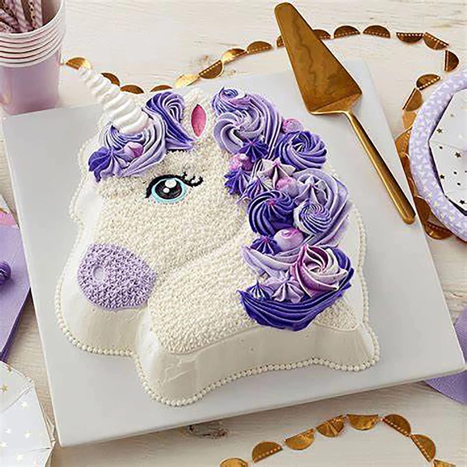 Unicorn Cake Pan Large Size Unicorn Head Silicone Tray Non-Stick Silicone Unicorn Bread Baking Tray for Making Cheesecake Mousse Cake Bread Muffin and Pudding DIY Cake Tool for Girls Birthday Party