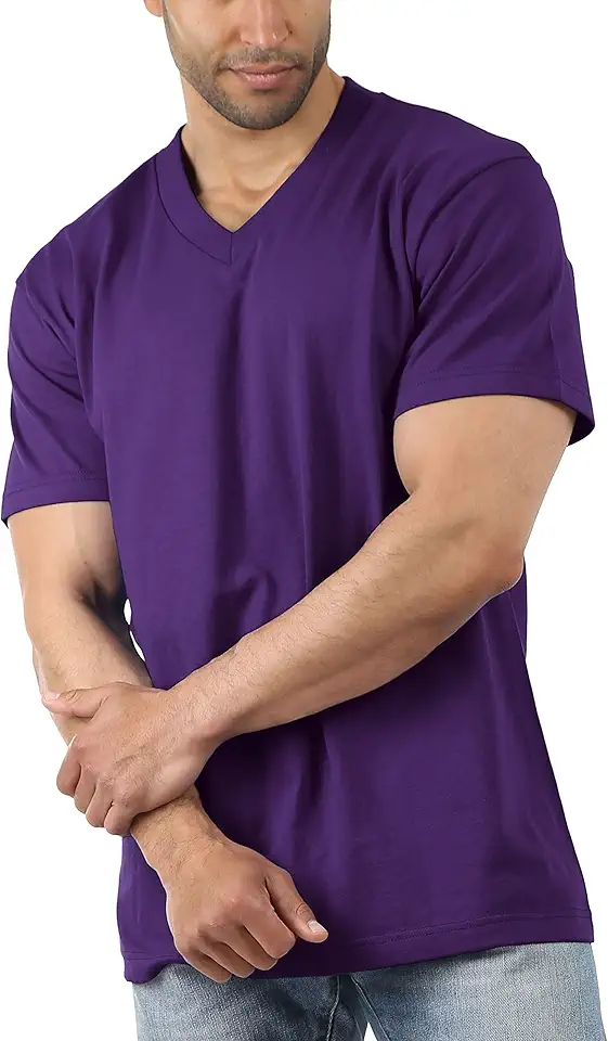 Ma Croix Mens Premium Heavy Blend Comfort V Neck T Shirt Solid Short Sleeve Casual Cotton Tee Big and Tall S-5XL