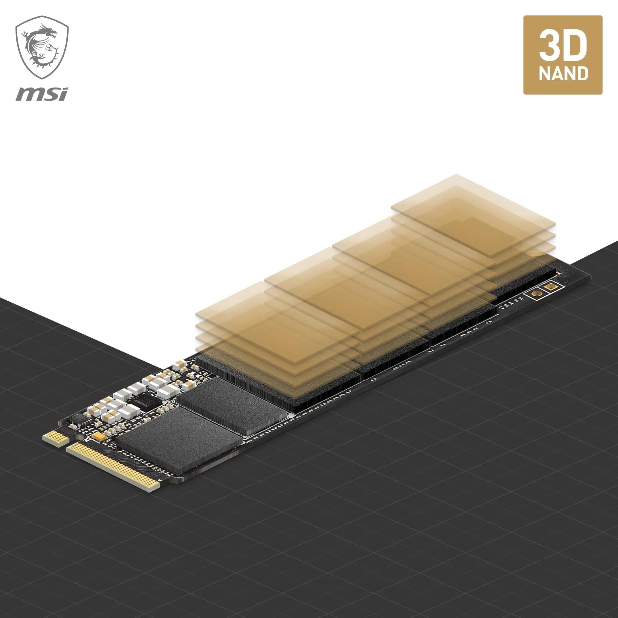 MSI SPATIUM M461 PCIe 4.0 NVMe M.2 1TB - Disque SSD Interne 1 to, PCIe 4.0 NVMe M.2, Lecture 5000 MB/s & Écriture 3200 MB/s, 3D NAND, Sécurité des Données Intégrée, Center, 250 TBW, Garantie 5 Ans
