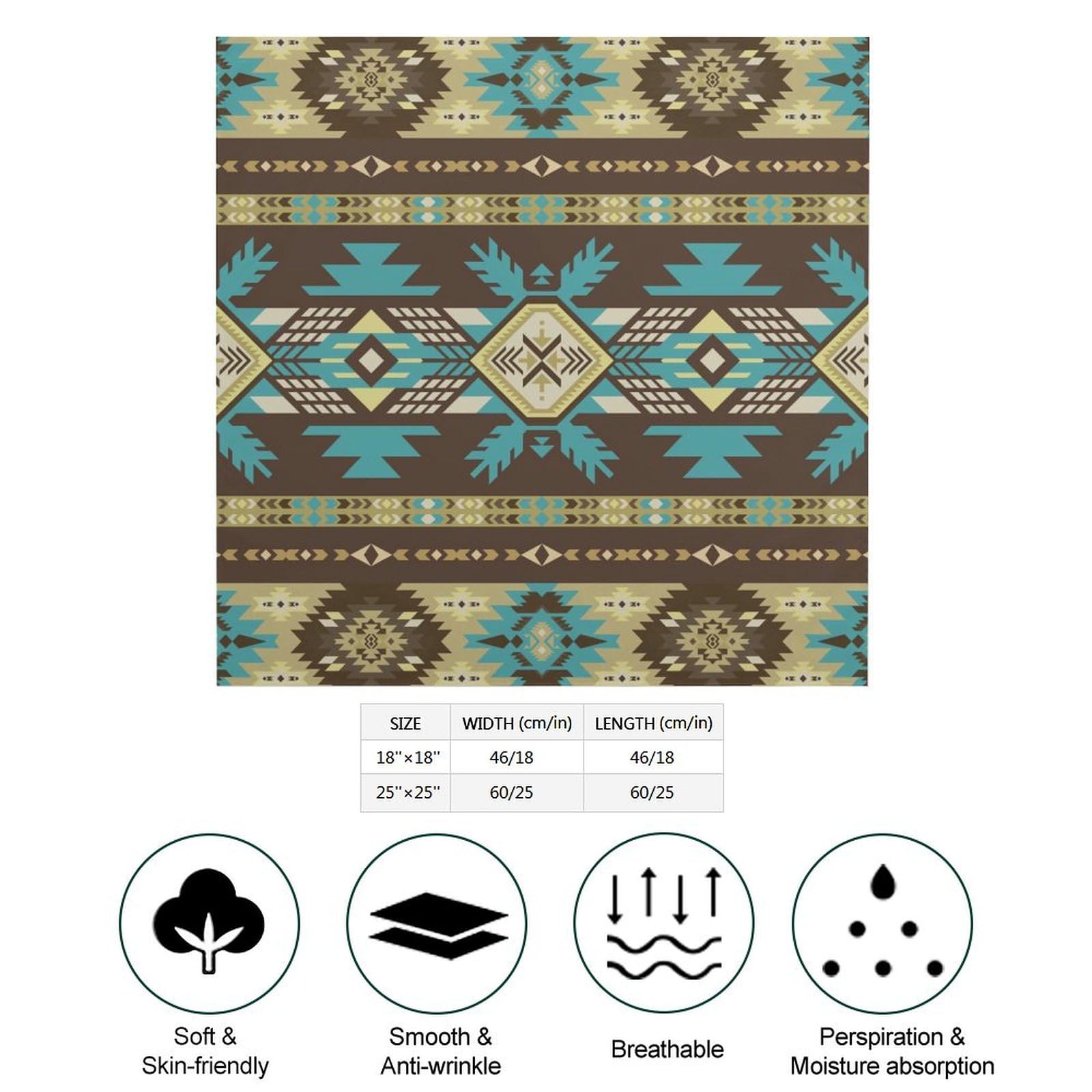 Csemeie Native American Pattern Bandana Hair Scarf Headband Adjustable Neckerchief for Men Women Decor