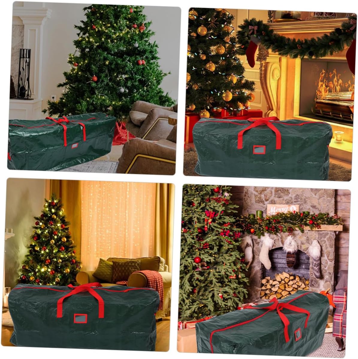 Christmas Tree Storage Bag 135x34x68cm Waterproof Household Organizer with Handles Green Holiday Tree Carrier Storage and Party Décor