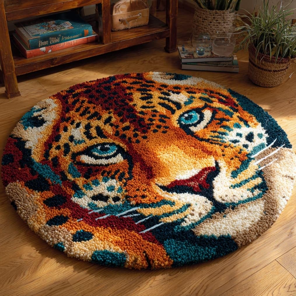 Kitquiver Latch Hook Craft Kit Rug Leopard 50X50Cm
