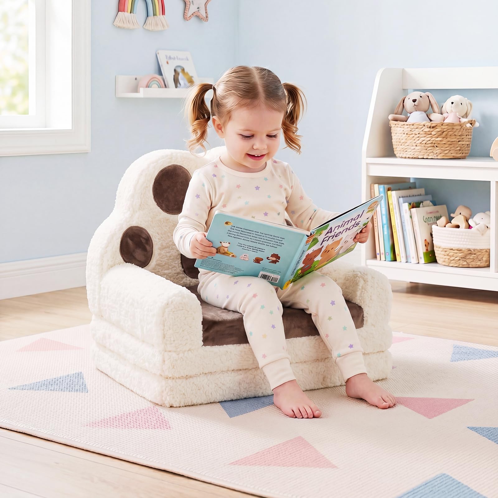 COSTWAY Sofa dziecięca 2 w 1 rozkładana w kształcie łapy niedźwiedzia