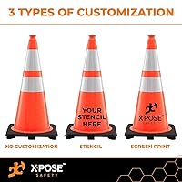 Vista 2 de Xpose Safety Conos de tráfico naranjas de 28 pulgadas con collares de 6 y 4 pulgadas, 1 paquete – Cono de seguridad de plástico PVC multiusos