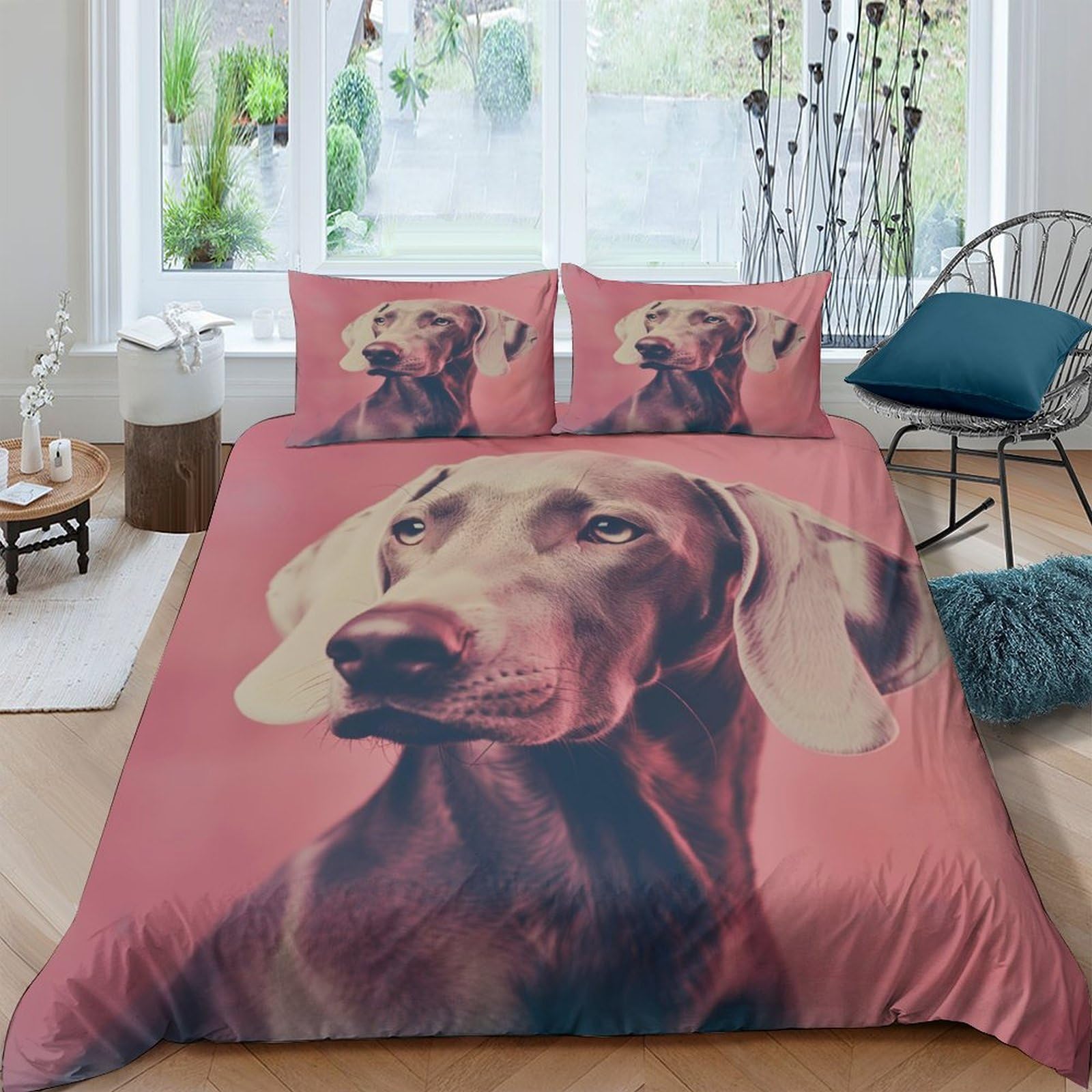 Ctjqhvkz Style-10 3D Printed Dog Portrait Fitted Sheet Microfiber Soft Pink Animal Bed Cover For Bedroom Guest Room Decor Easy Care Single（135X200cm）