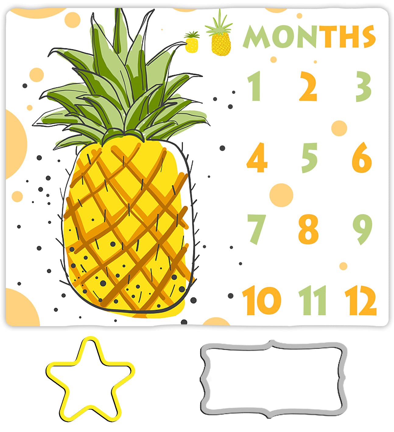 Pineapple Baby Monthly Milestone Blanket, 48x40in Cool Summer Fruits Blanket Newborn Mom Gifts for Newborn Baby Shower,Baby Growth Chart Photography