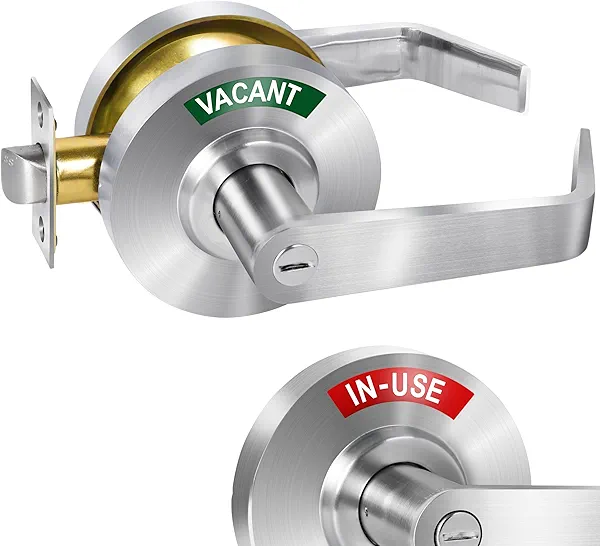 Crystmetal Privacy Indicator Lock Inuse or Vacant, Occupied Door Handle, Bathroom Lever Lock, ANSI Grade2 Commercial Grade, Perfect for Office Buildings, Warehouse,Bars,Gyms,Restaurant