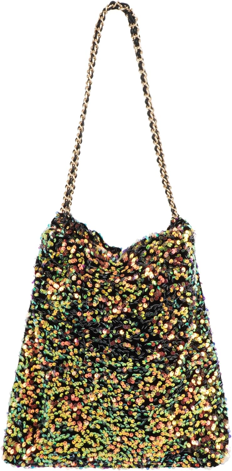 ZLM BAG US Women's Glitter Sequins Shoulder Tote Big Capacity Shimmer Shopping Bag Sparkling Handbag Purse