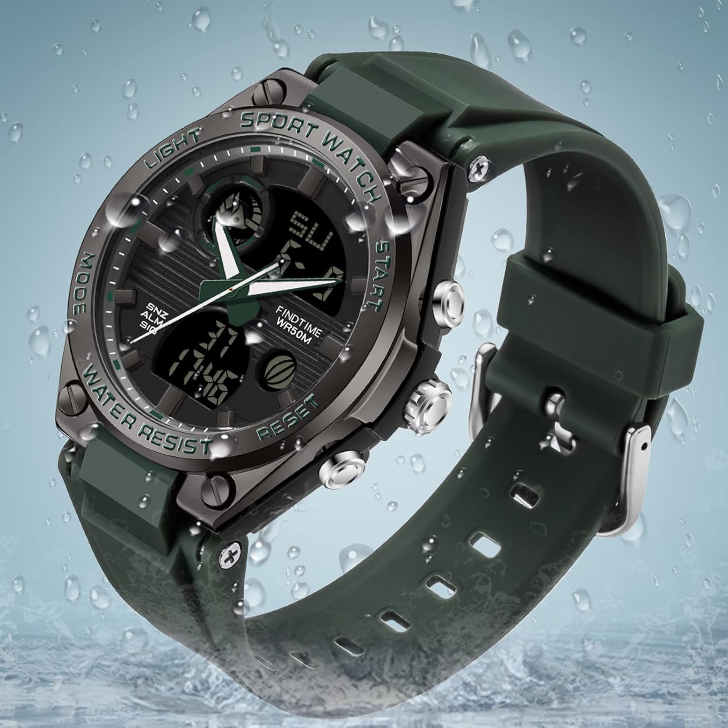 findtime Pink Watches for Women Digital 5Bar Waterproof Sports LED Backlight Wrist Watch Colorful Strap Analog Alarm - Image 4