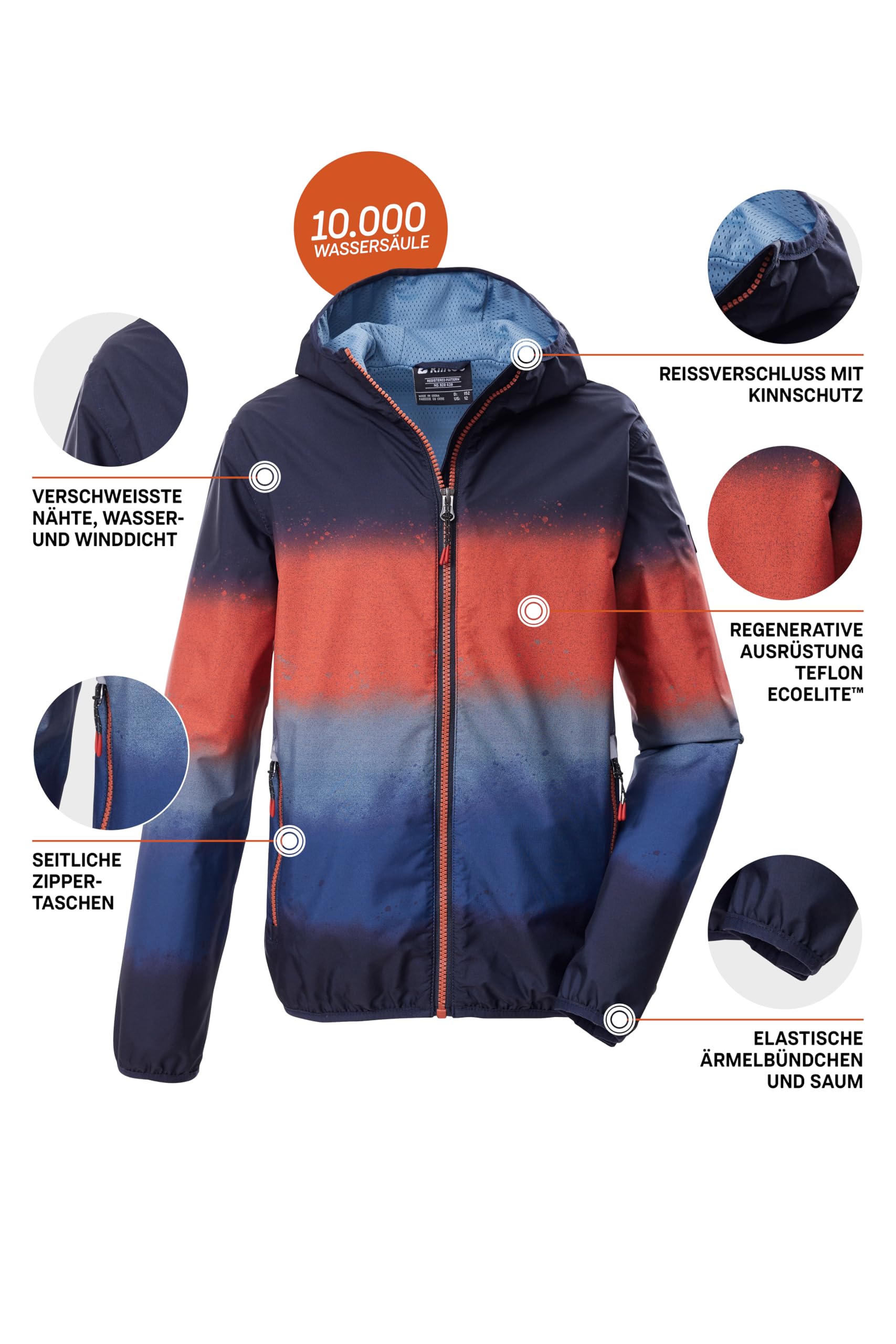 Killtec Jungen Kos 144 Bys Jckt Funktionsjacke/Regenjacke wasserdicht mit Kapuze