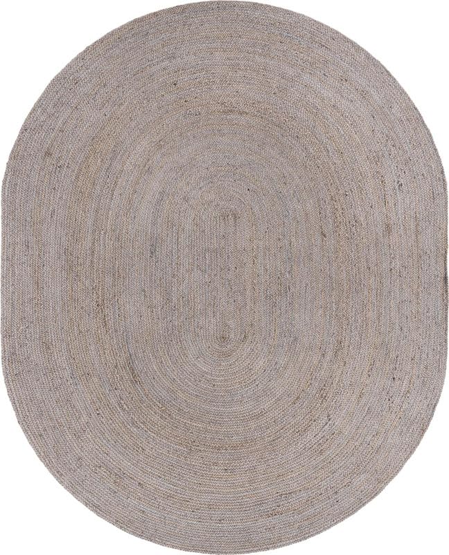 Tapis ovale en jute gris de 0,9 x 1,5 m, tapis de sol en fibre rustique tissée à la main, durable et respectueux des animaux de compagnie pour salon, salle à manger et chambre à coucher