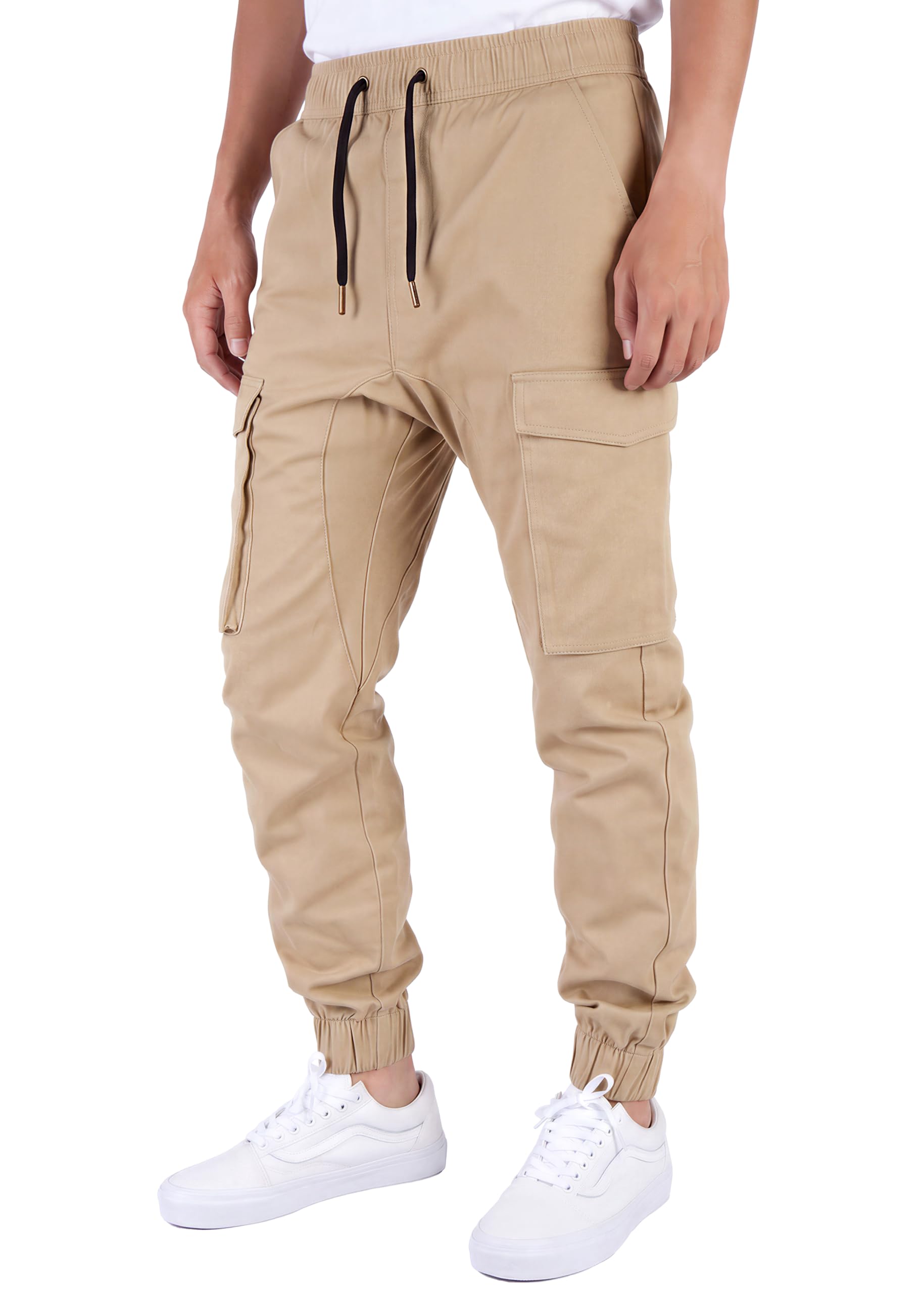 Mens Casual Khaki Joggers - Cotton Twill Work Cargo Pants