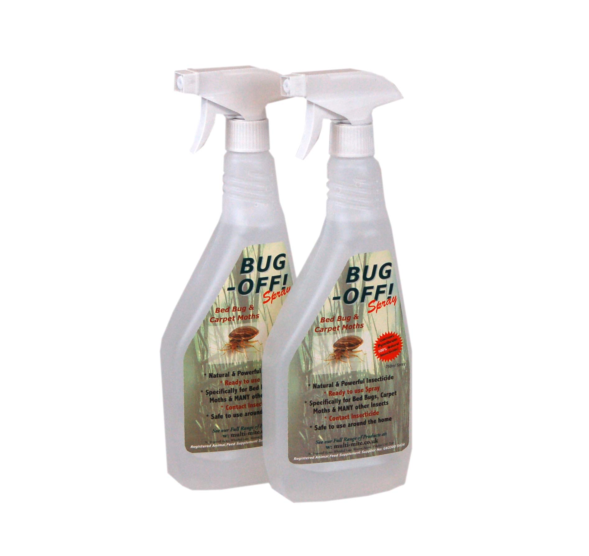Buy MultiMite® BUGOFF! 2 x 750ml KILL ALL Mite, Bed Bug Carpet Moth Ready to use SPRAYS Twin