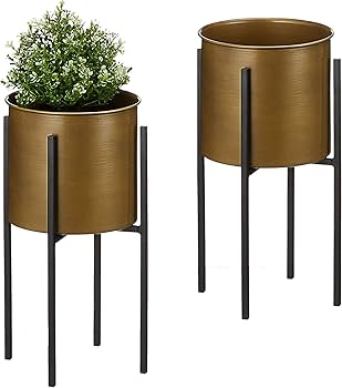 Cepewa Pflanztopf Gestell Topf zweiteilig | H50cm schwarz Gold |  Blumenstnder bertopf Wohndekoration (1 x Pflanztopf 50cm Gold):  Amazon.de: Garten