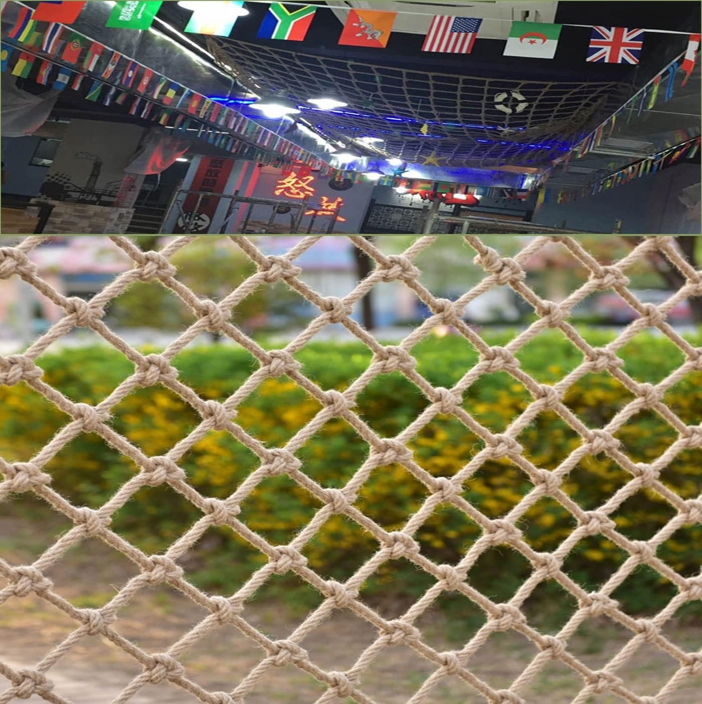 Plant Climbing Net,Plant Support Jute Netting 6mm Natural Jute Rope Plant Climbing Garden Netting Trellis for Climbing Plants Bean Fruits Pet Climbing Rope Net(1Mx3M(3.3FTx9.8FT))