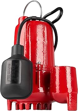 Red Lion RL-SC50T 115-Volt, 1/2 HP, 4300 GPH Cast Iron Sump Pump with Tethered Float Switch, 10-Ft. Cord, Red, 14942746