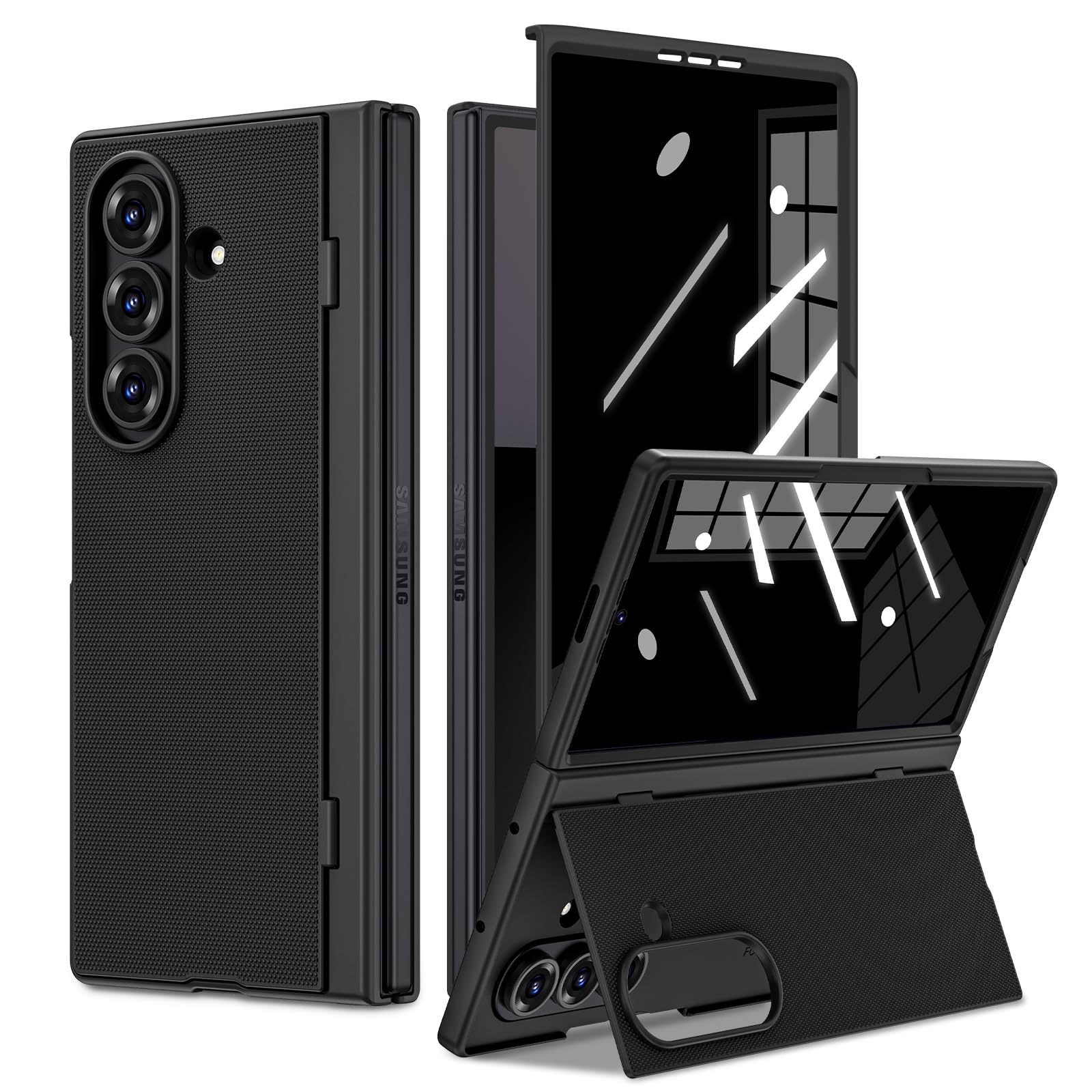 View 1 of Ruky for Z Fold 7 Case with Built-in Privacy Screen Protector, Black